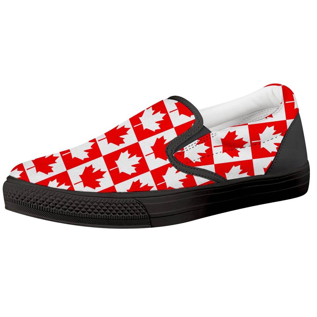 Maple Leaf Canada Print Pattern Black Slip On Shoes-grizzshop