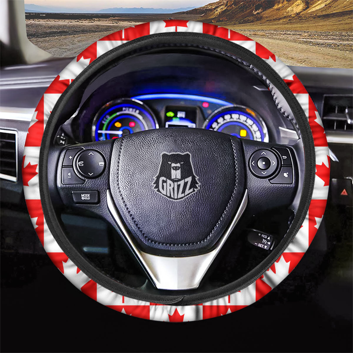 Maple Leaf Canada Print Pattern Car Steering Wheel Cover-grizzshop