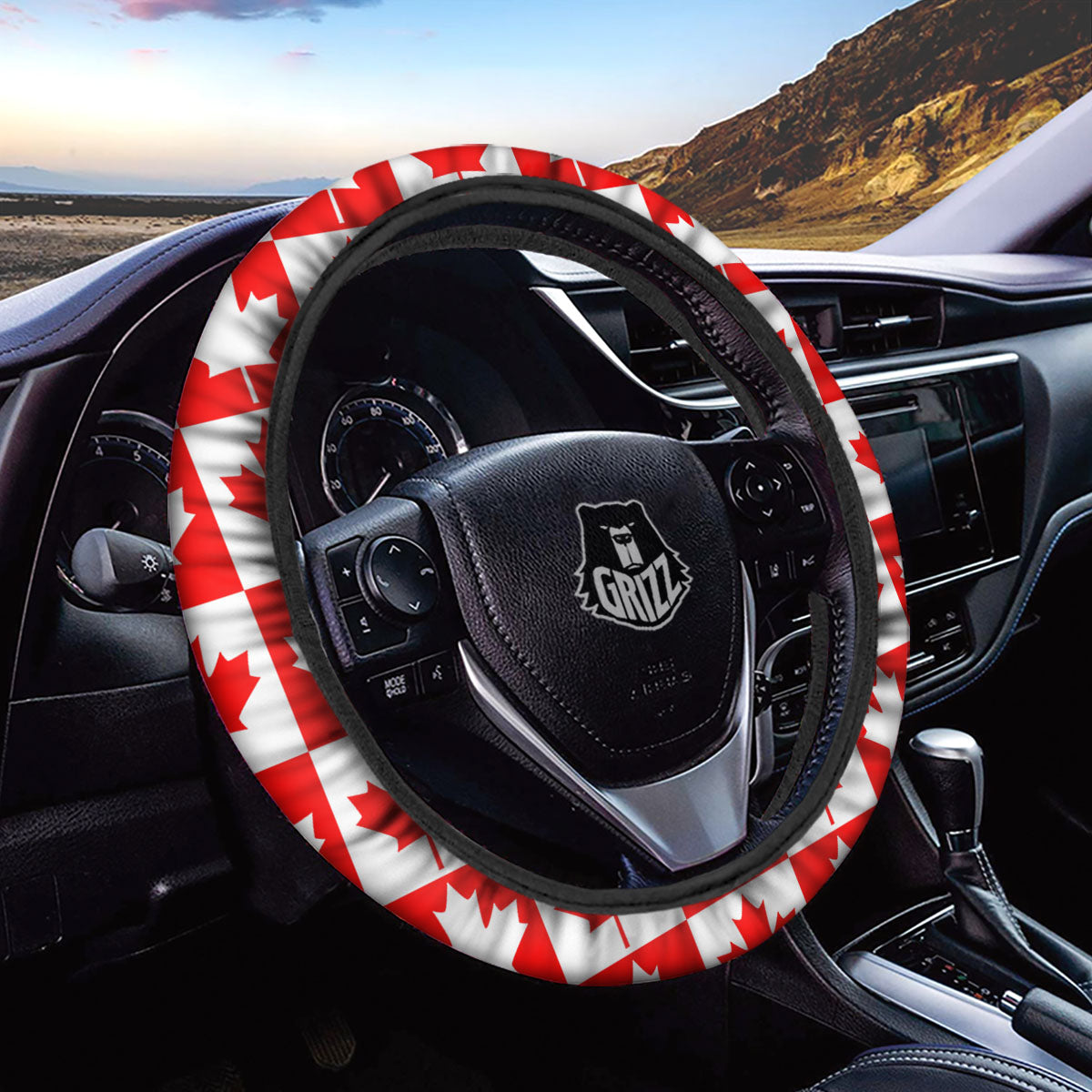 Maple Leaf Canada Print Pattern Car Steering Wheel Cover-grizzshop