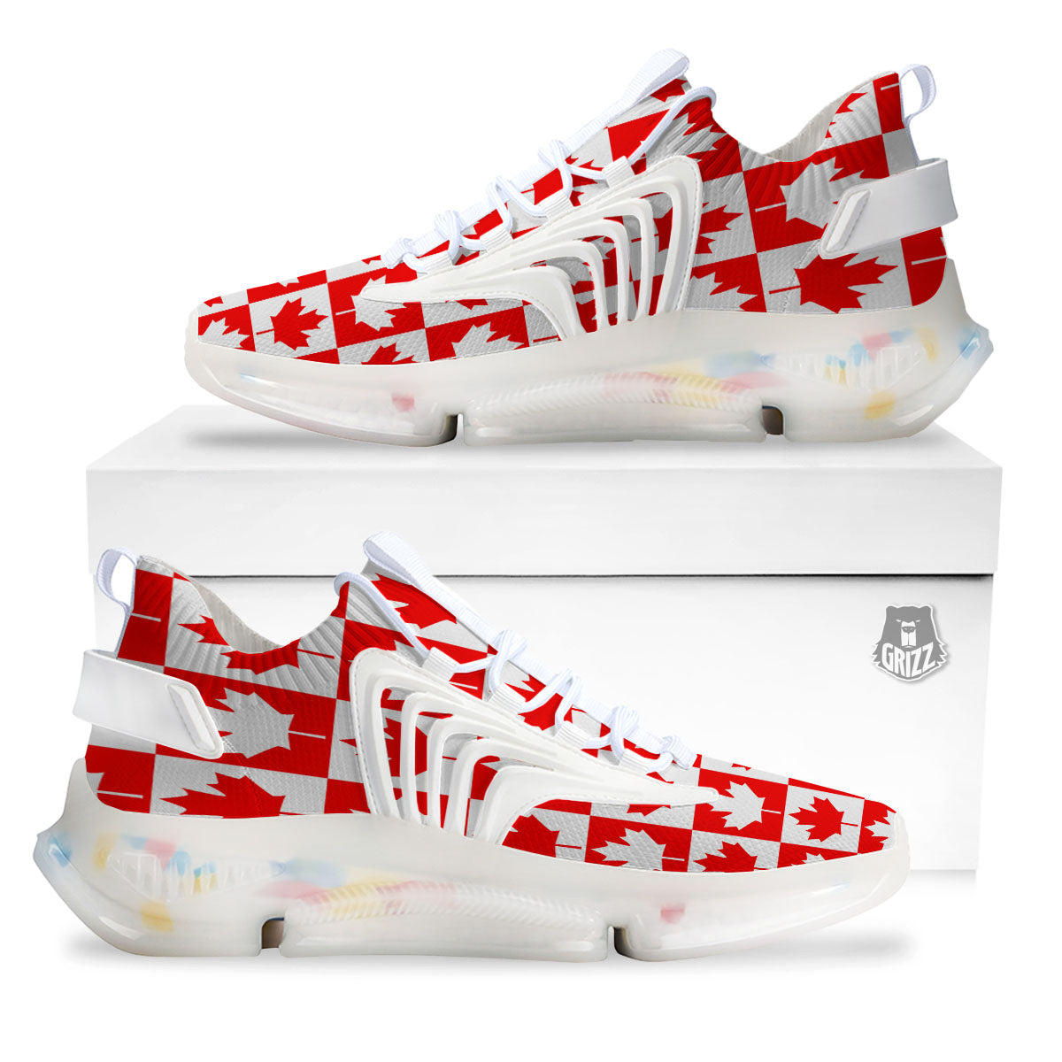 Maple Leaf Canada Print Pattern White Gym Shoes-grizzshop