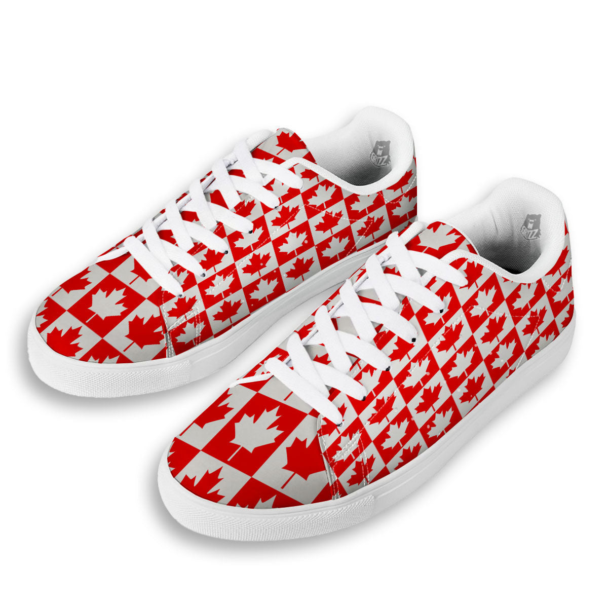 Maple Leaf Canada Print Pattern White Low Top Sneakers-grizzshop