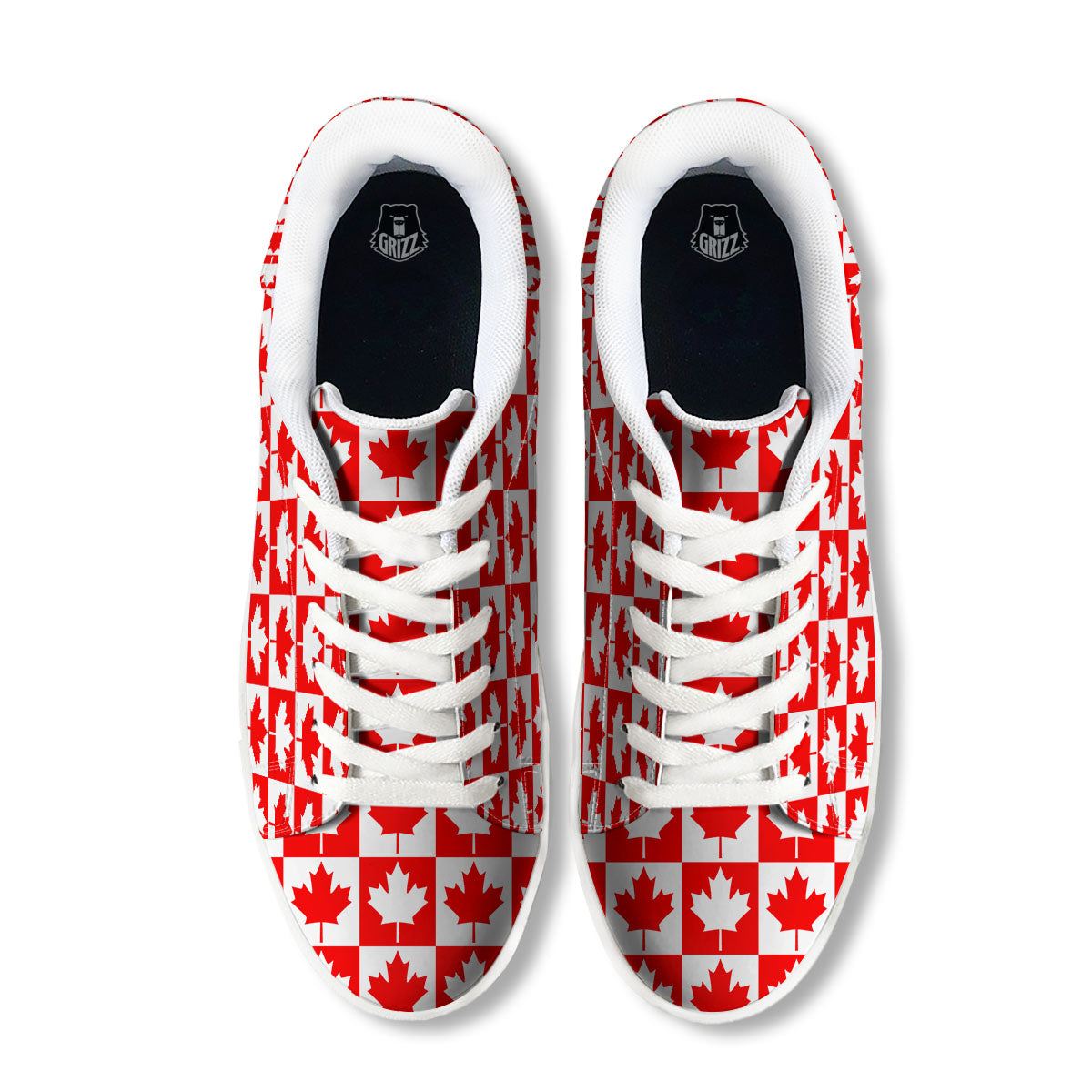Maple Leaf Canada Print Pattern White Low Top Sneakers-grizzshop