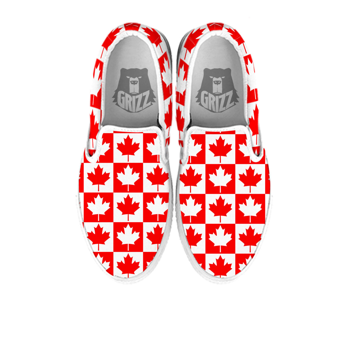 Maple Leaf Canada Print Pattern White Slip On Shoes-grizzshop