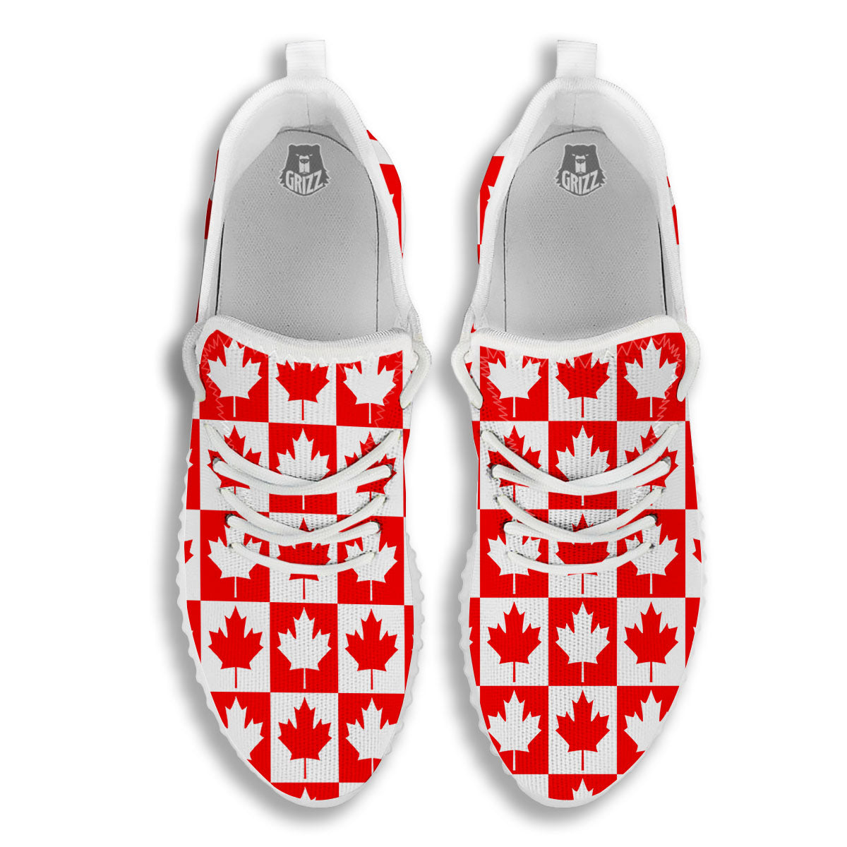 Maple Leaf Canada Print Pattern White Walking Shoes-grizzshop