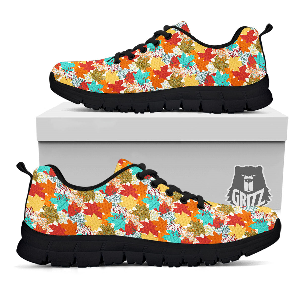 Maple Leaf Canadian Print Pattern Black Sneaker-grizzshop