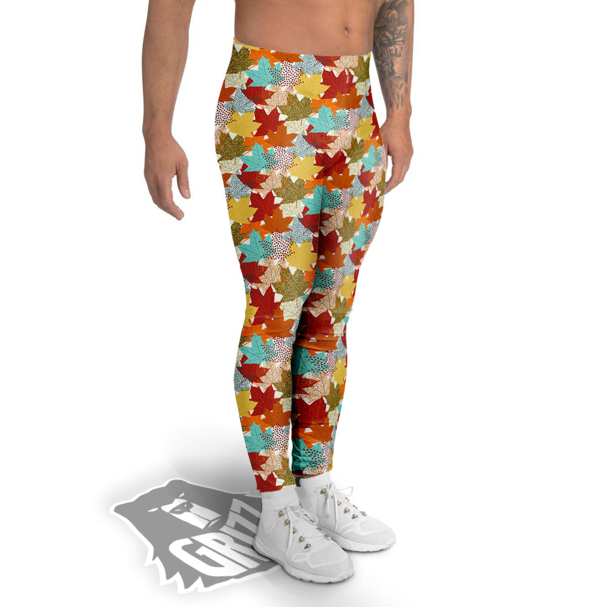 Maple Leaf Canadian Print Pattern Men's Leggings-grizzshop