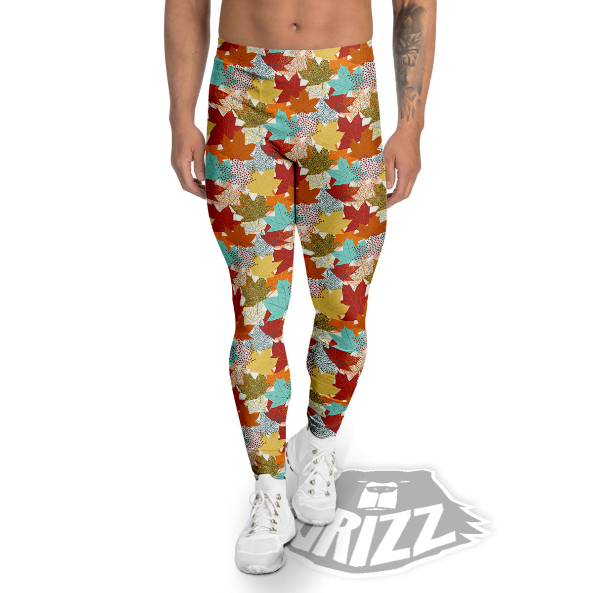Maple Leaf Canadian Print Pattern Men's Leggings-grizzshop