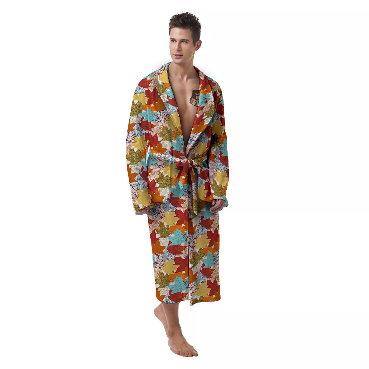 Maple Leaf Canadian Print Pattern Men's Robe-grizzshop