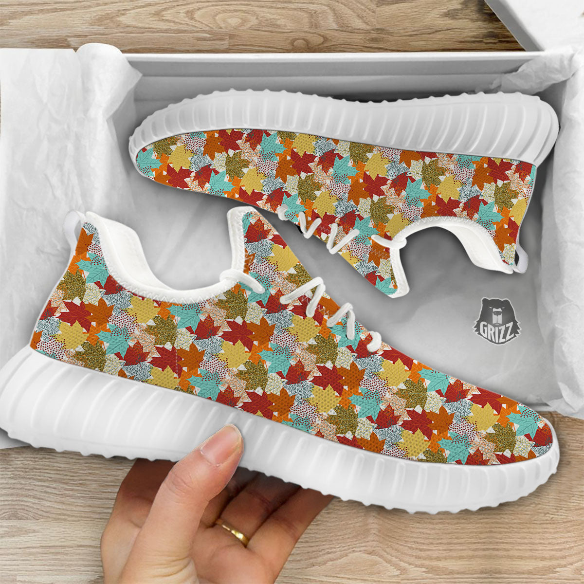 Maple Leaf Canadian Print Pattern White Walking Shoes-grizzshop