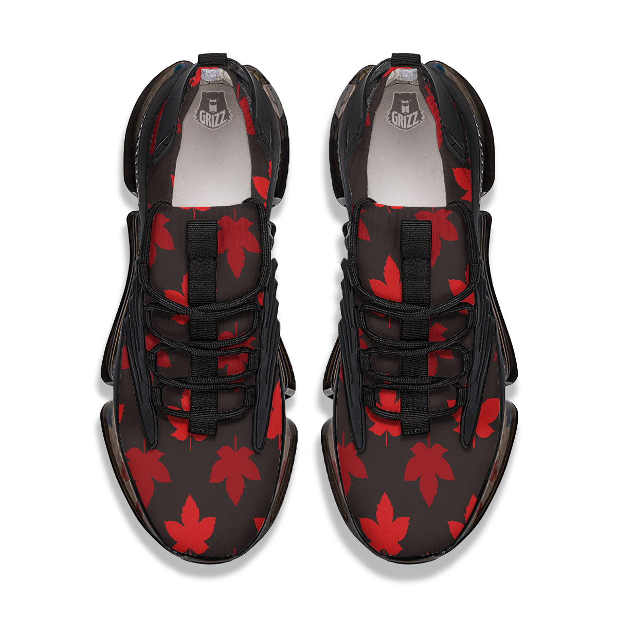Maple Leaf Red Canadian Print Pattern Black Gym Shoes-grizzshop