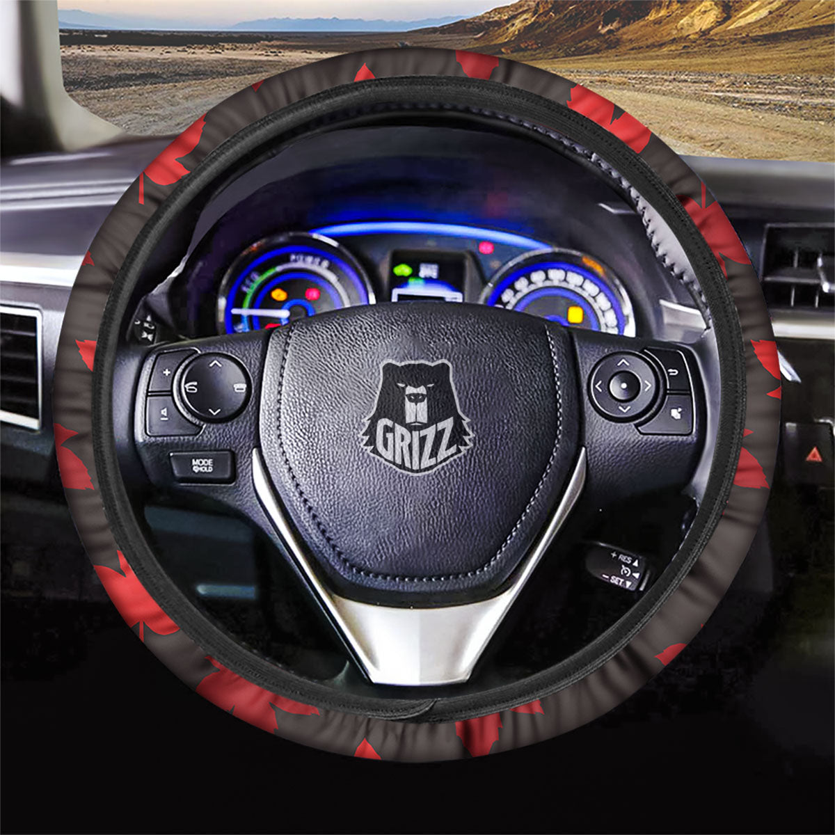 Maple Leaf Red Canadian Print Pattern Car Steering Wheel Cover-grizzshop