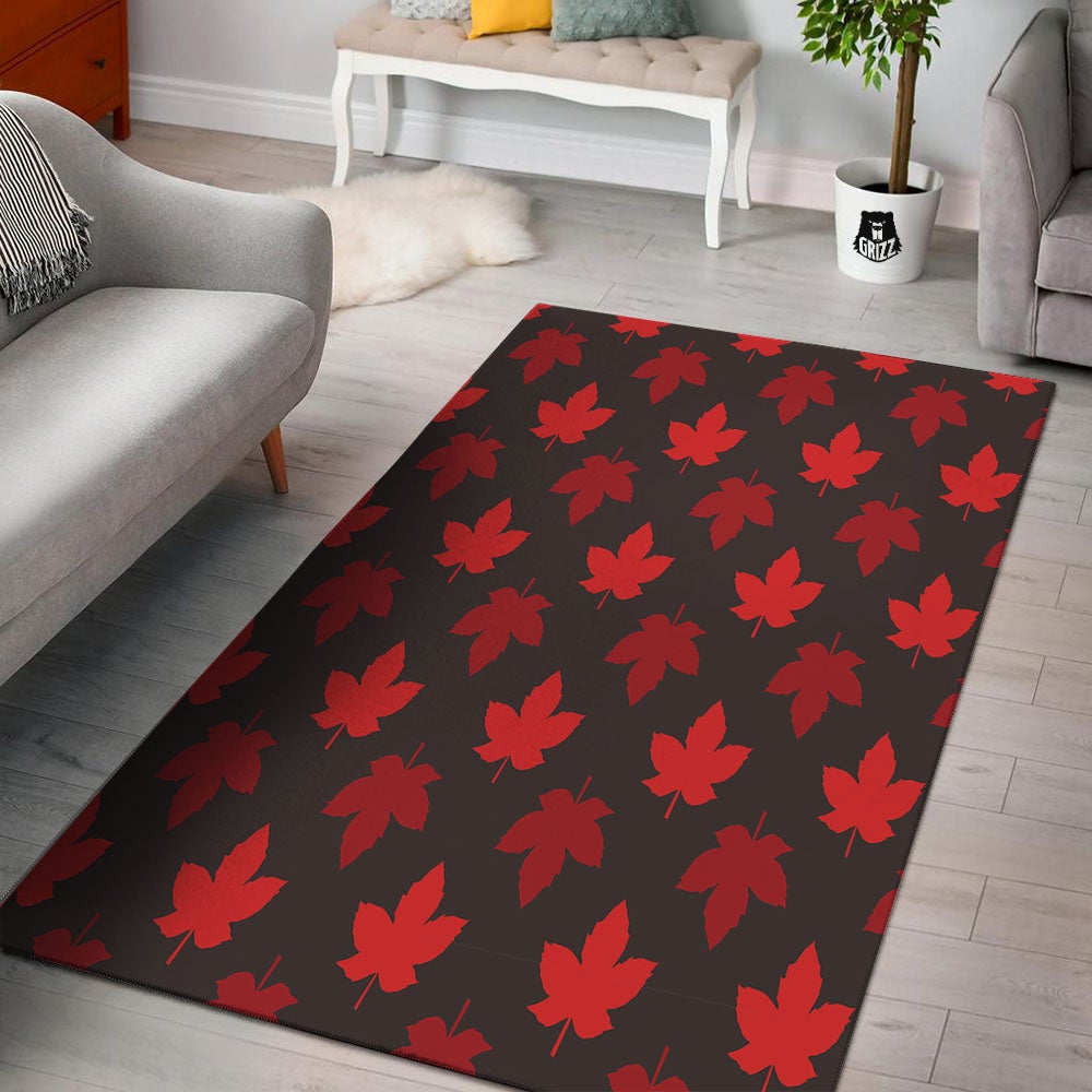 Maple Leaf Red Canadian Print Pattern Floor Mat-grizzshop