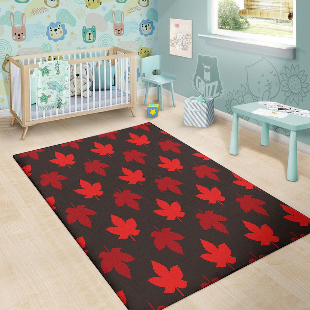 Maple Leaf Red Canadian Print Pattern Floor Mat-grizzshop