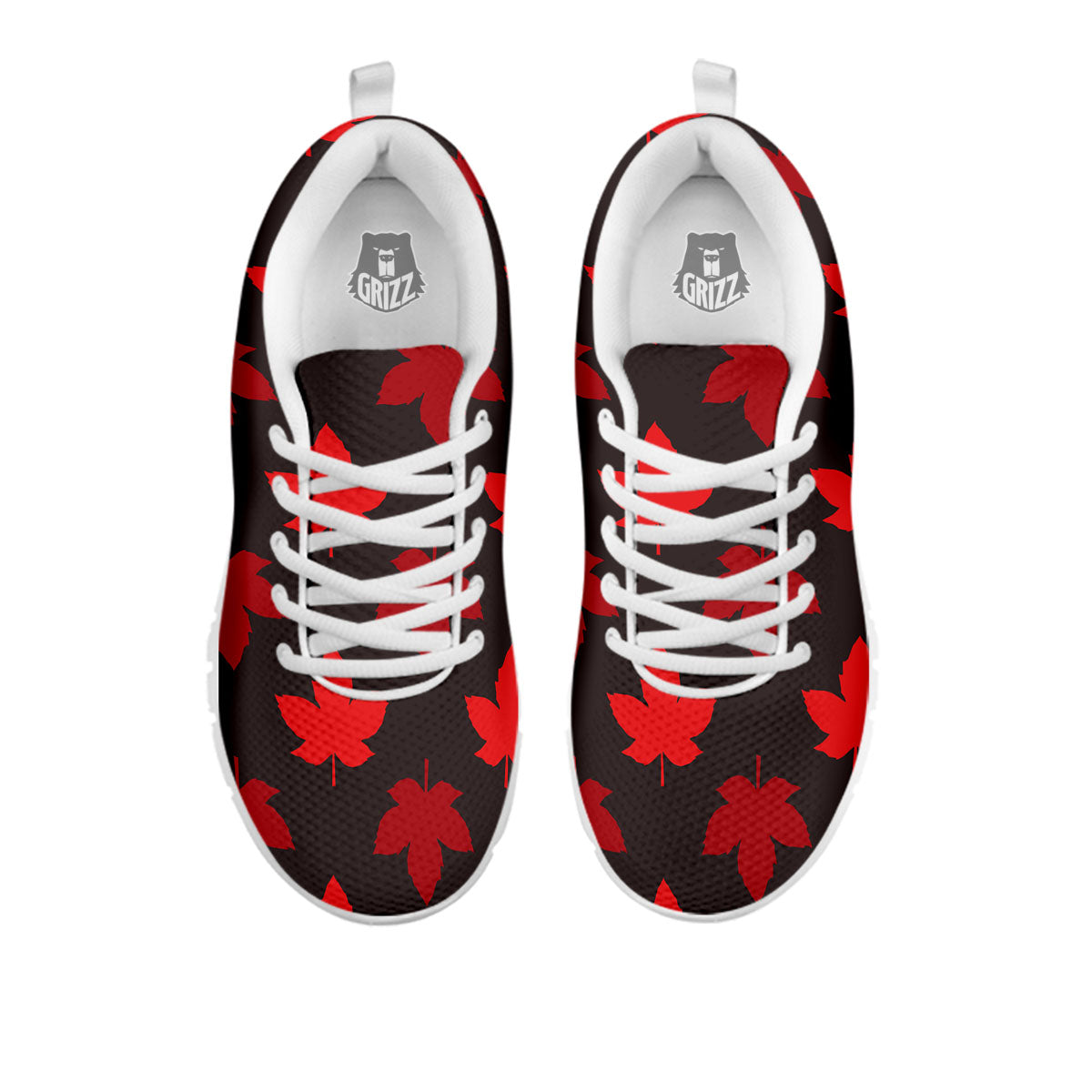 Maple Leaf Red Canadian Print Pattern White Sneaker-grizzshop