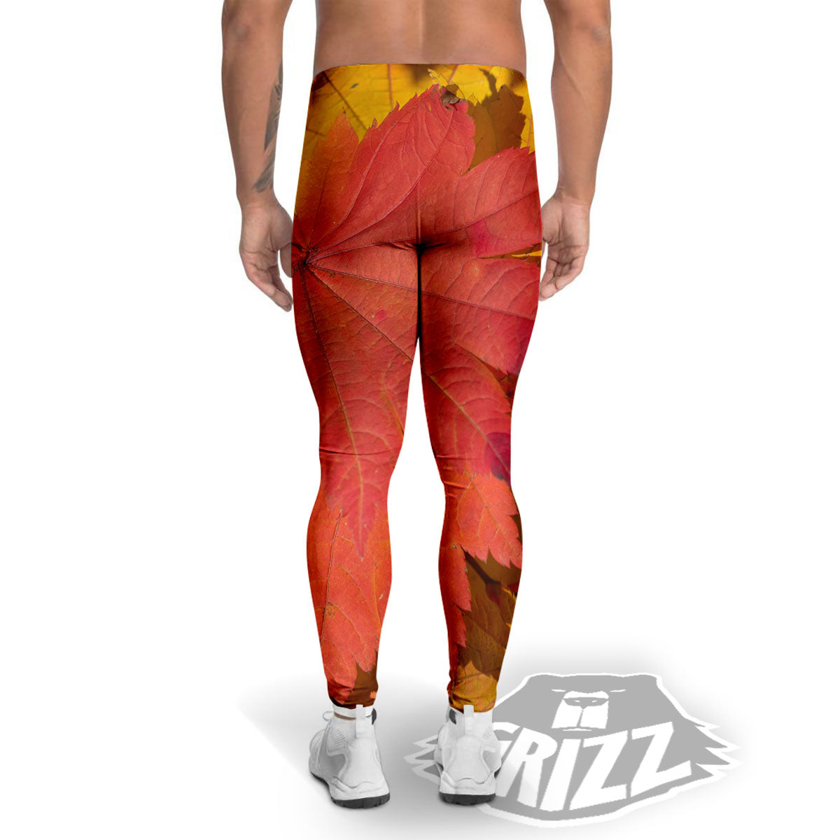 Maple Leaves Autumn Print Men's Leggings-grizzshop