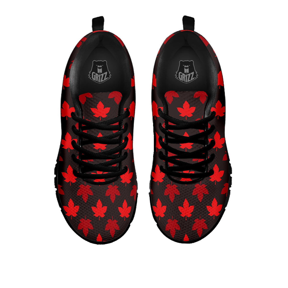 Maple Leaves Autumn Print Pattern Black Sneaker-grizzshop