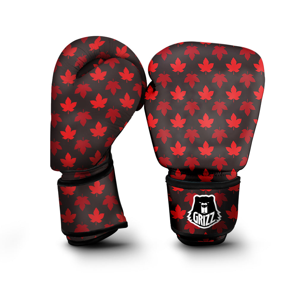 Maple Leaves Autumn Print Pattern Boxing Gloves-grizzshop
