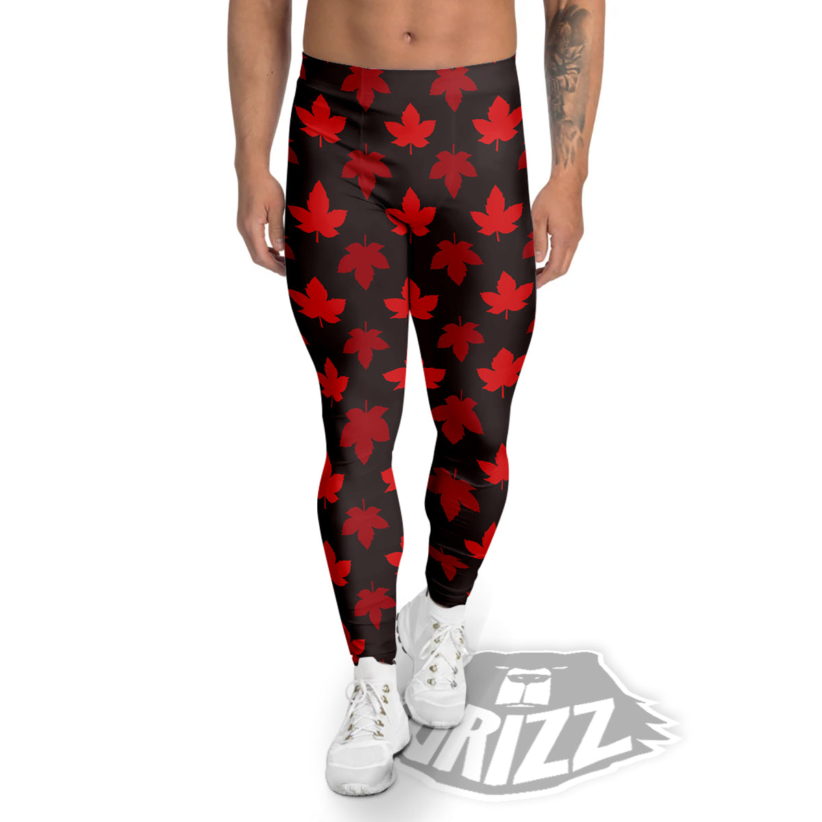 Maple Leaves Autumn Print Pattern Men's Leggings-grizzshop