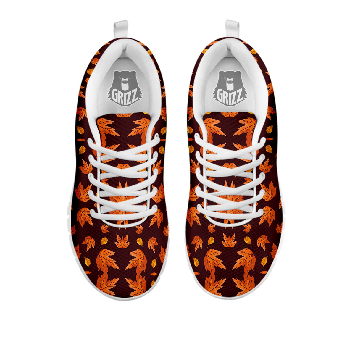 Maple Leaves Orange Print Pattern White Sneaker-grizzshop
