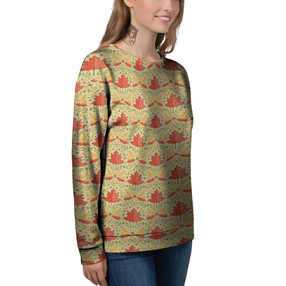 Maple Leaves Print Pattern Women's Sweatshirt-grizzshop
