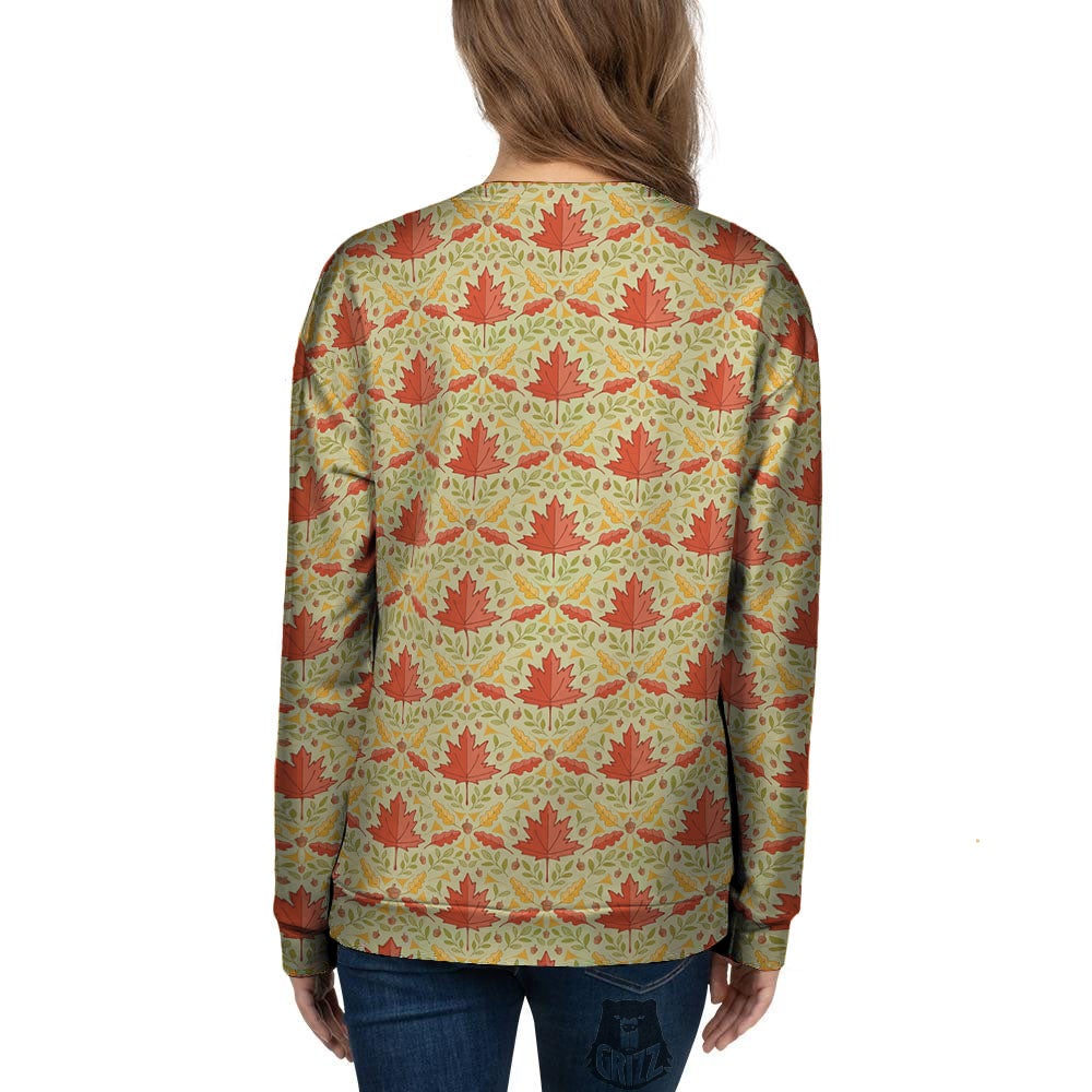 Maple Leaves Print Pattern Women's Sweatshirt-grizzshop