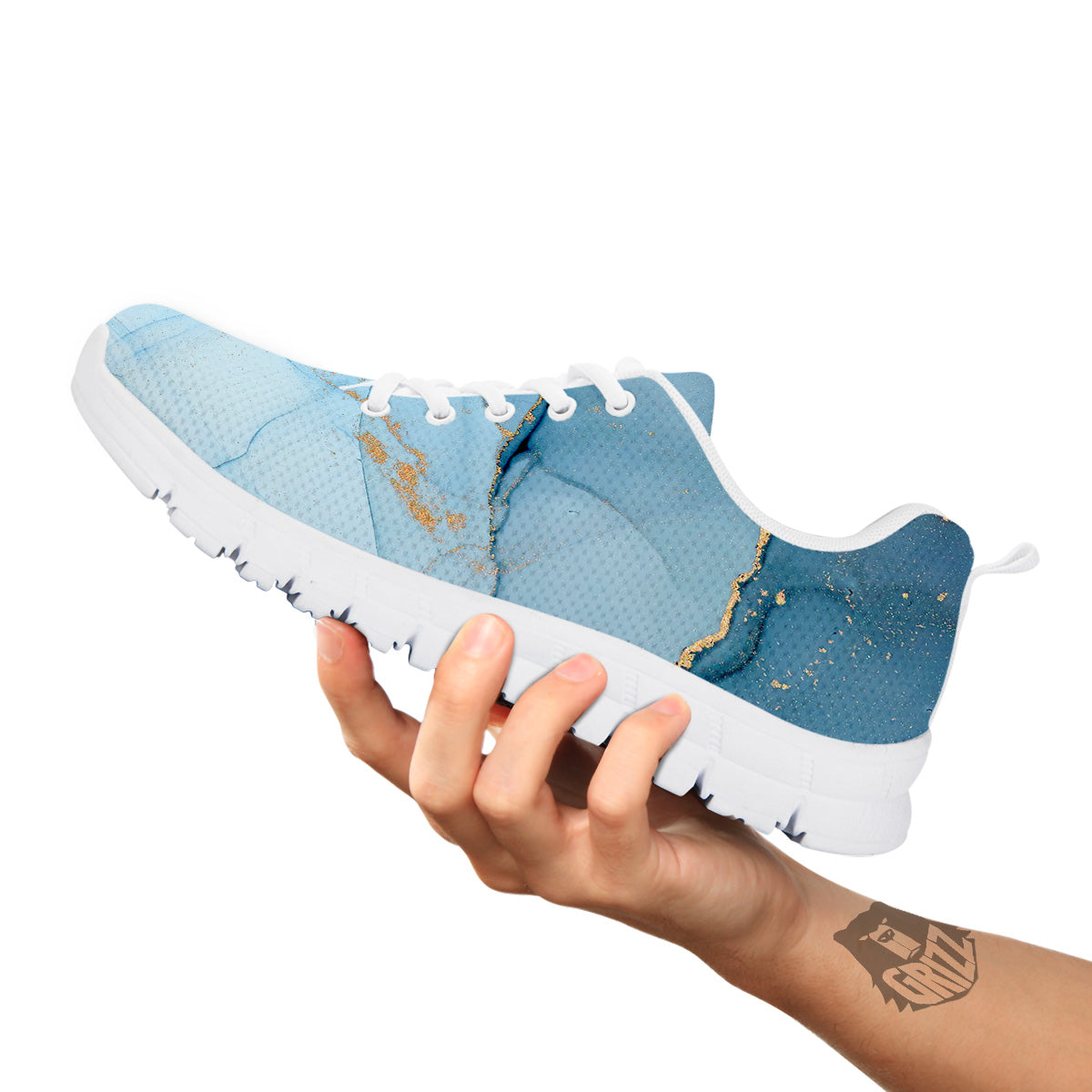 Marble Blue Print White Sneaker-grizzshop