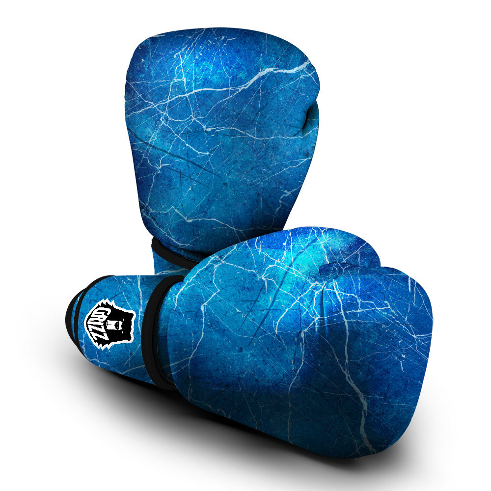 Marble Blue Sapphire Print Boxing Gloves-grizzshop