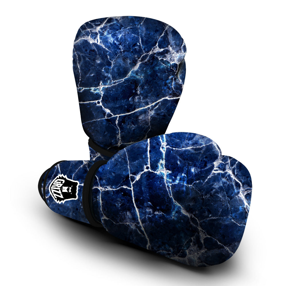 Marble Blue White Print Boxing Gloves-grizzshop