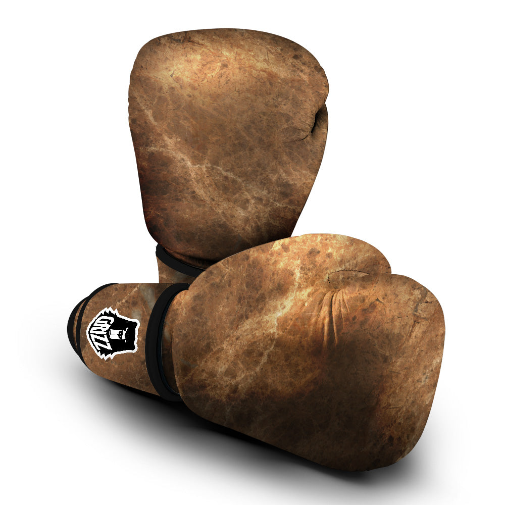 Marble Brown Beige Print Boxing Gloves-grizzshop