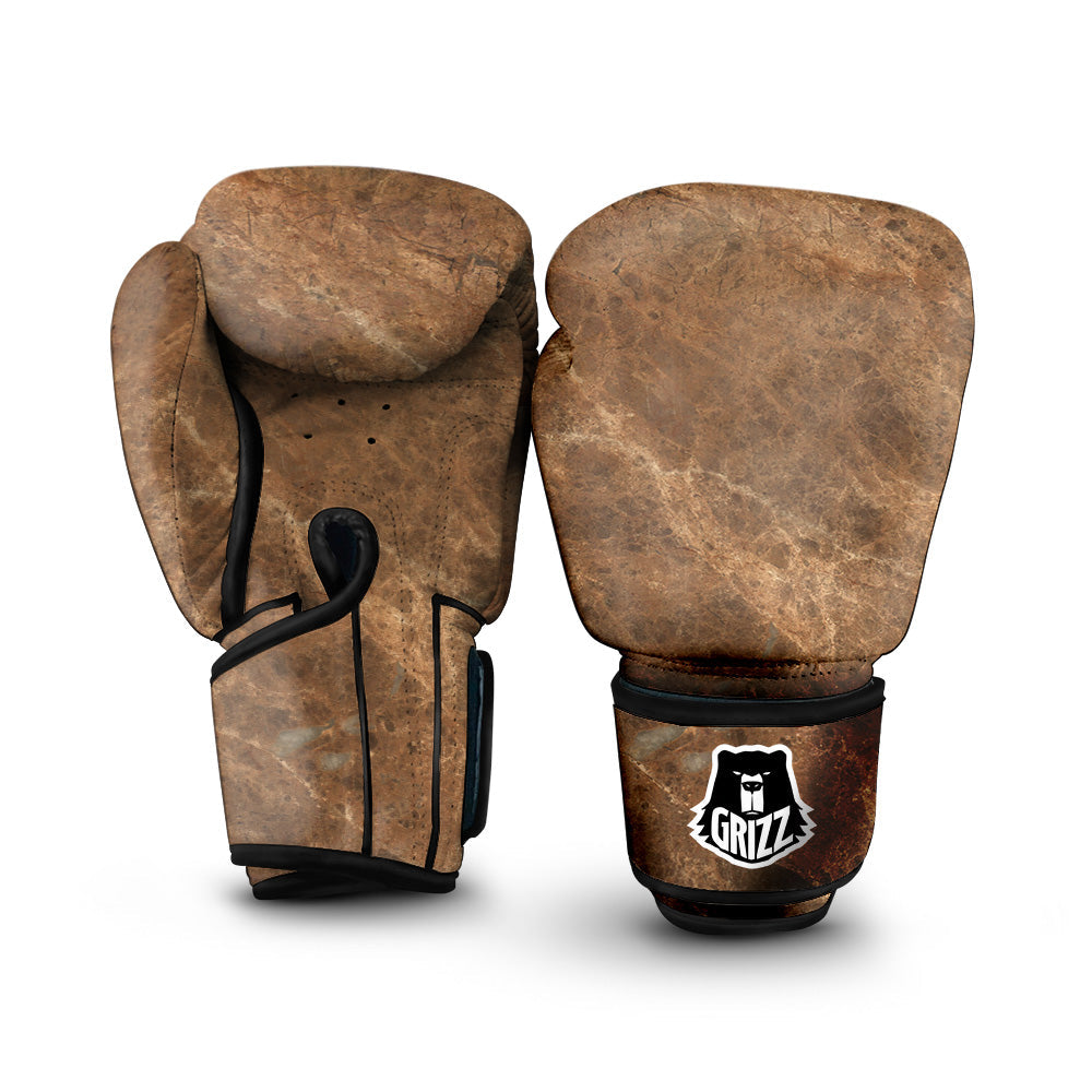 Marble Brown Beige Print Boxing Gloves-grizzshop