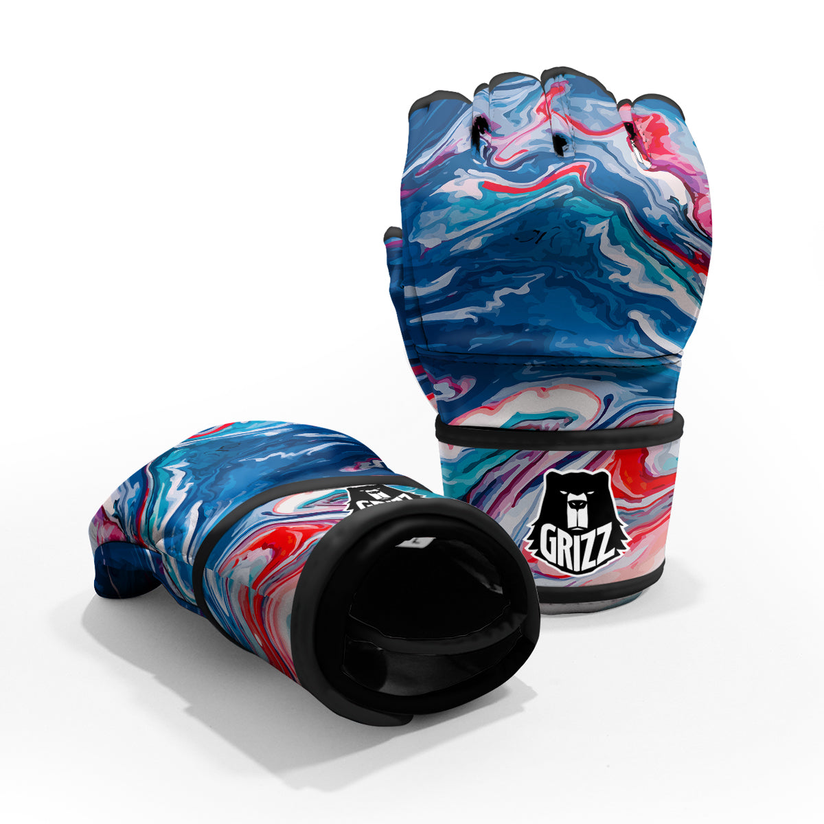 Marble Cartoon Texture Red Blue Print MMA Gloves-grizzshop