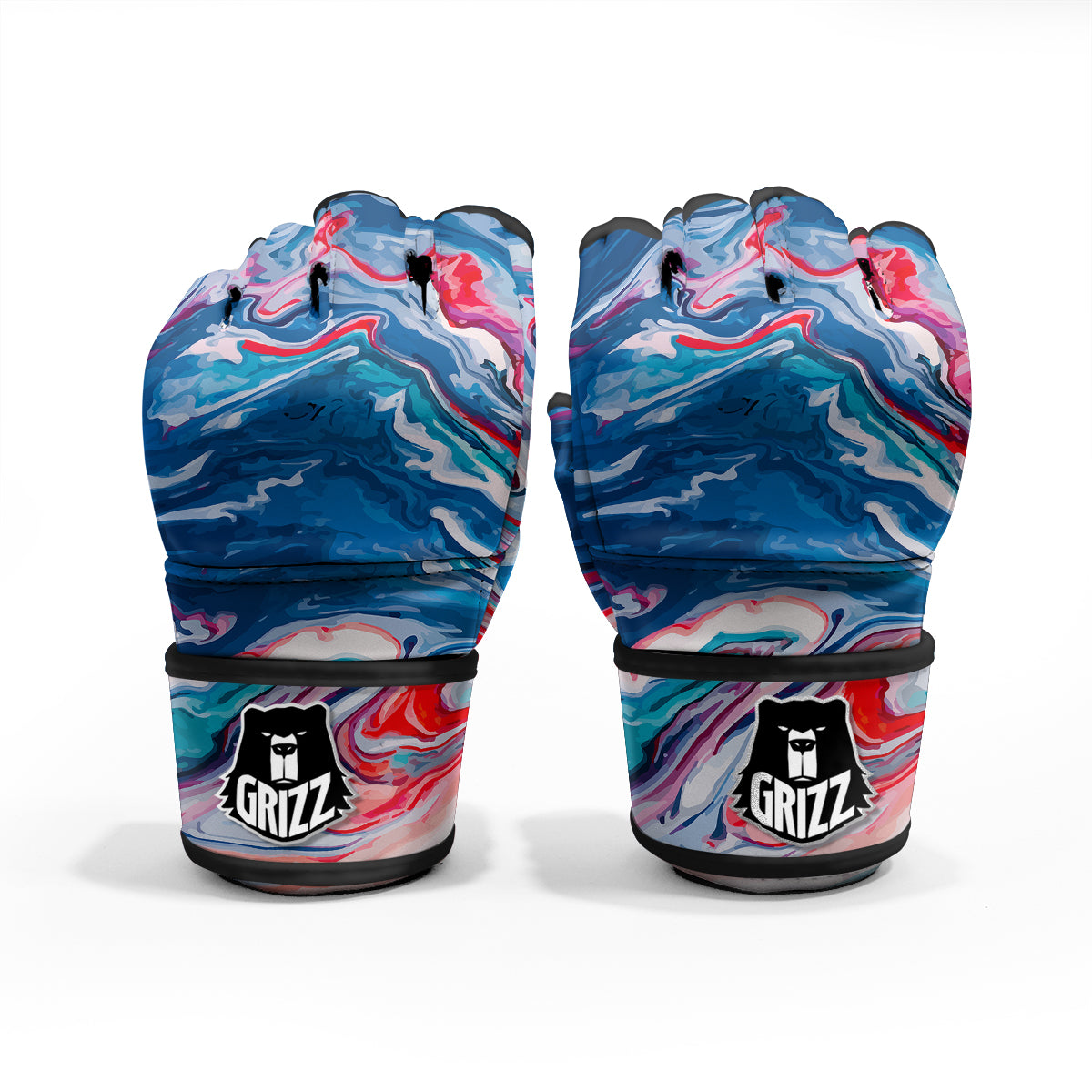 Marble Cartoon Texture Red Blue Print MMA Gloves-grizzshop