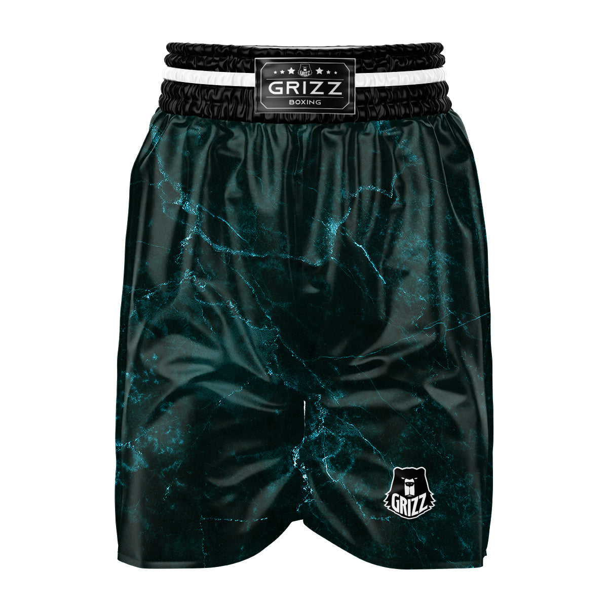 Marble Dark Green Print Boxing Shorts-grizzshop