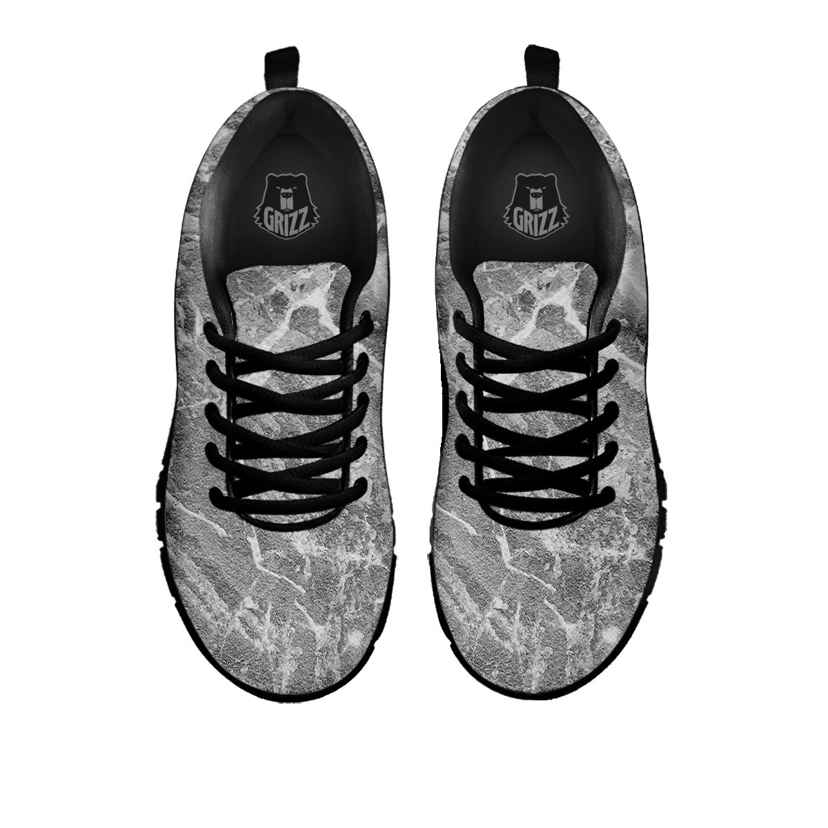 Marble Grey Print Black Sneaker-grizzshop