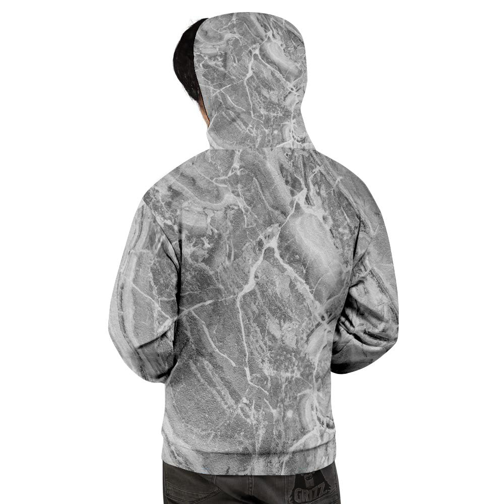 Marble Grey Print Men's Hoodie-grizzshop
