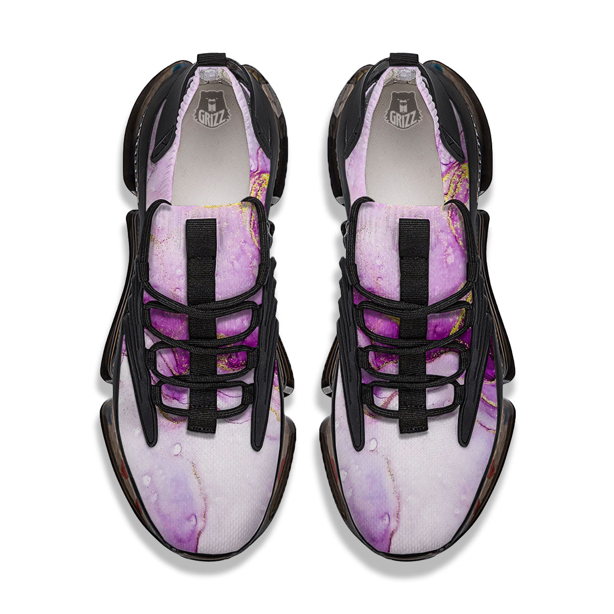Marble Liquid Purple Print Pattern Black Gym Shoes-grizzshop