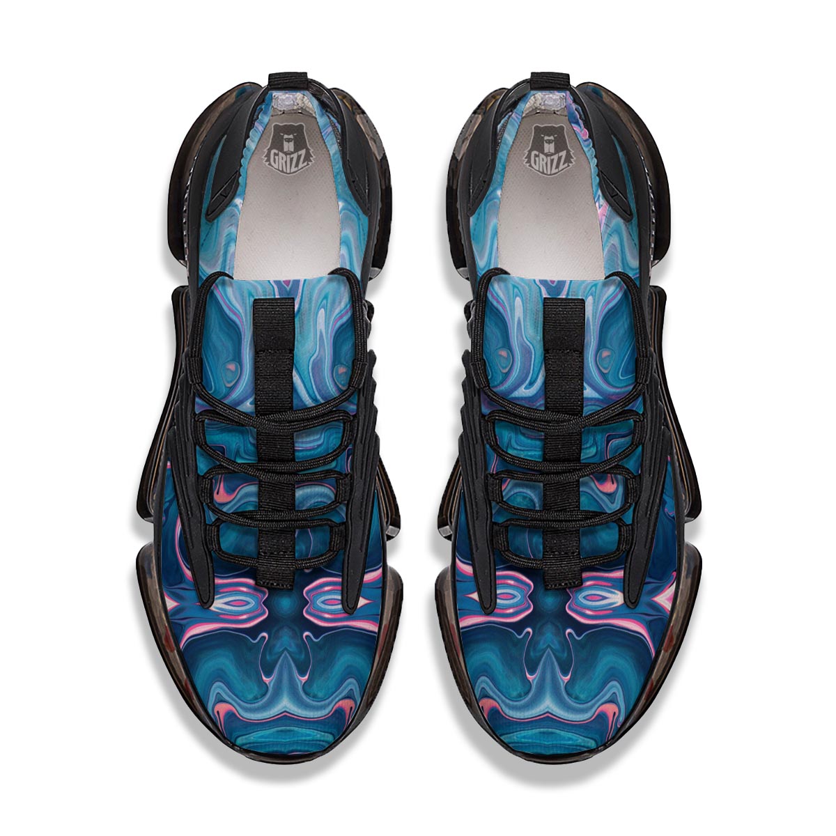 Marble Liquid Teal Pink Print Pattern Black Gym Shoes-grizzshop