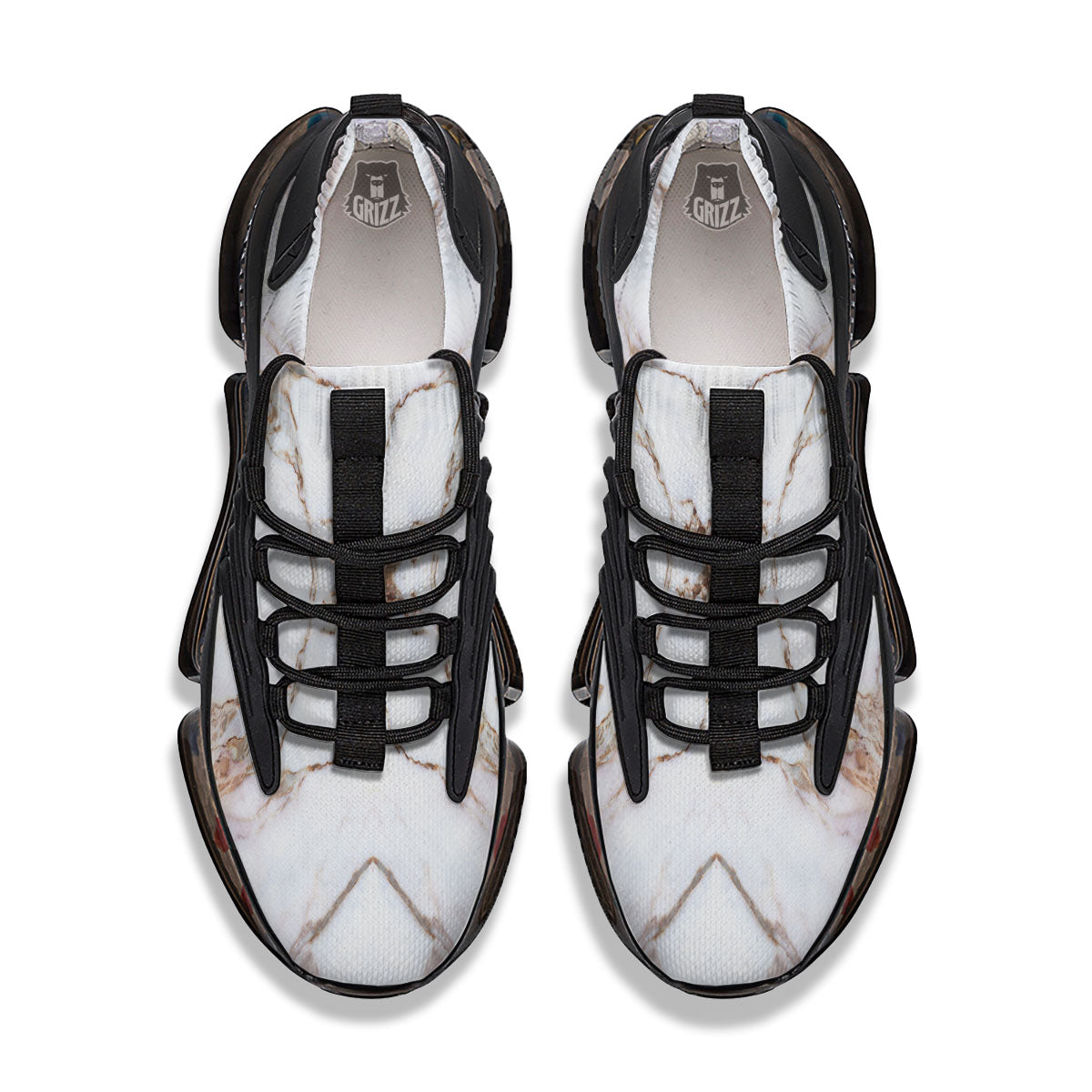 Marble Pink Grey White Print Pattern Black Gym Shoes-grizzshop