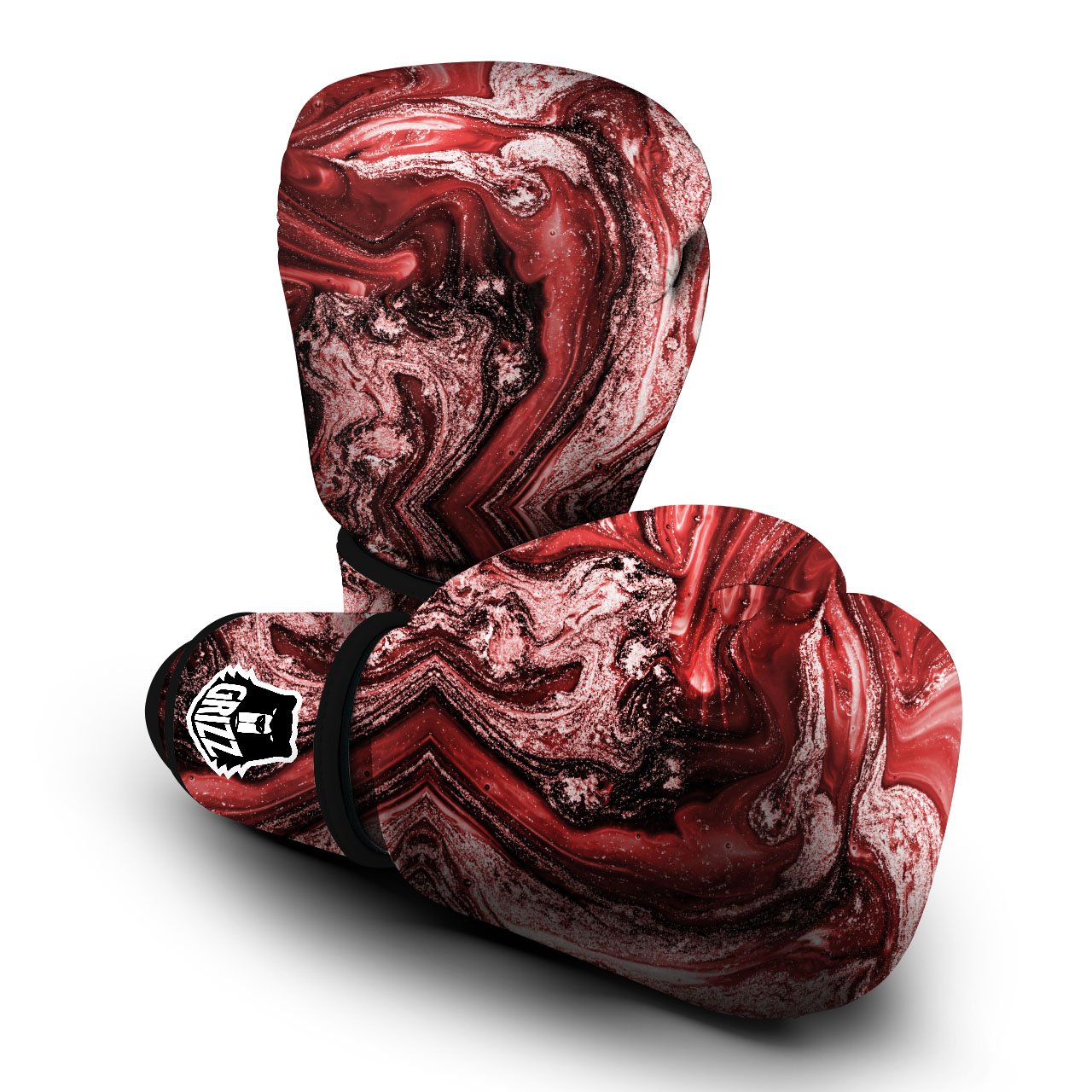 Marble Red Print Pattern Boxing Gloves-grizzshop