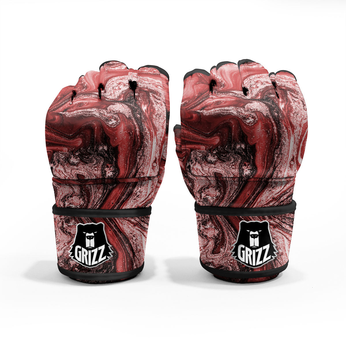 Marble Red Print Pattern MMA Gloves-grizzshop