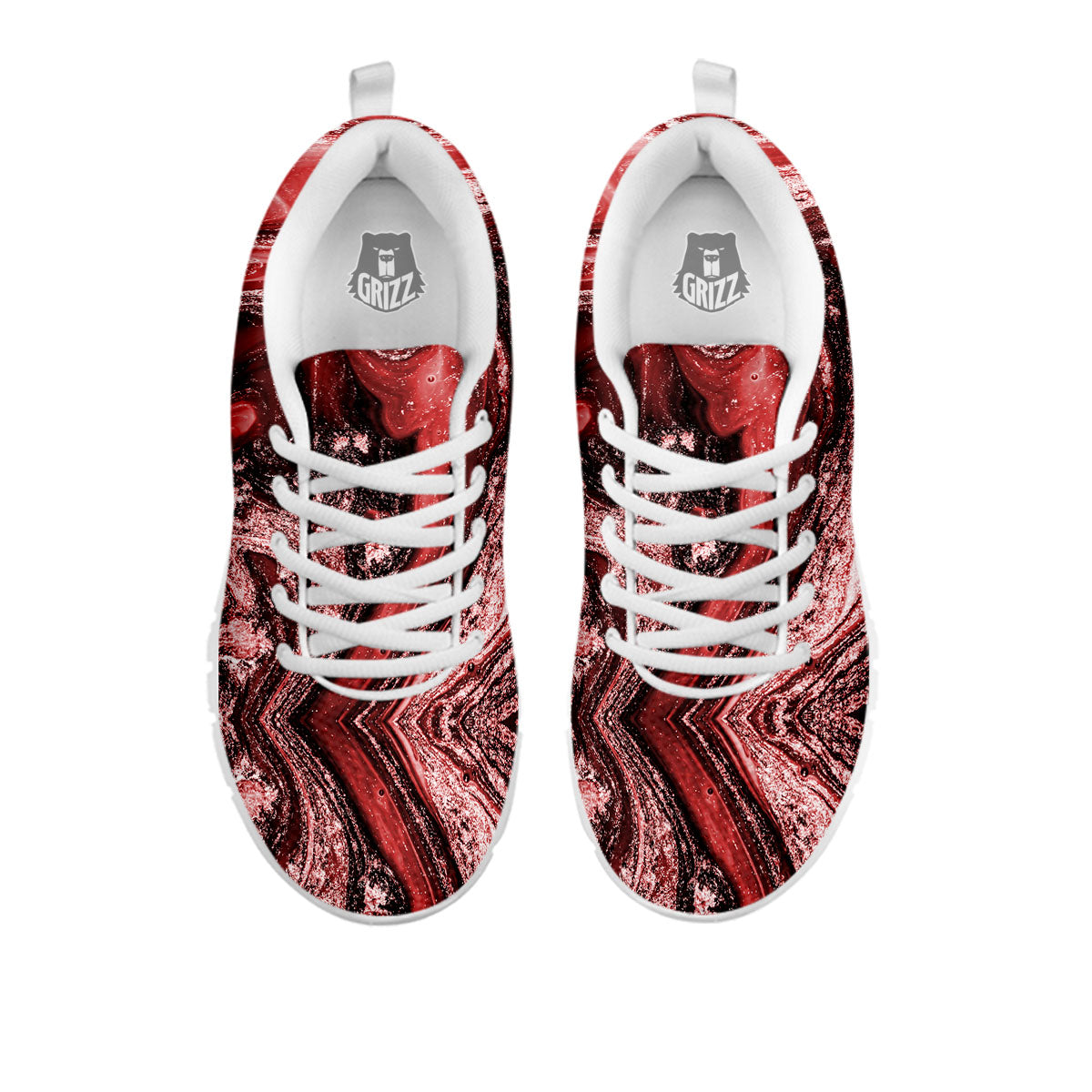 Marble Red Print Pattern White Sneaker-grizzshop