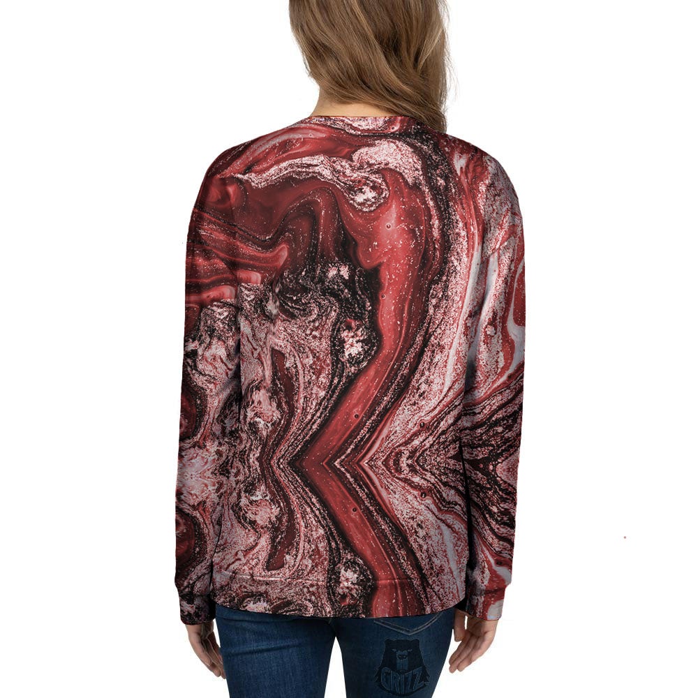 Marble Red Print Pattern Women's Sweatshirt-grizzshop