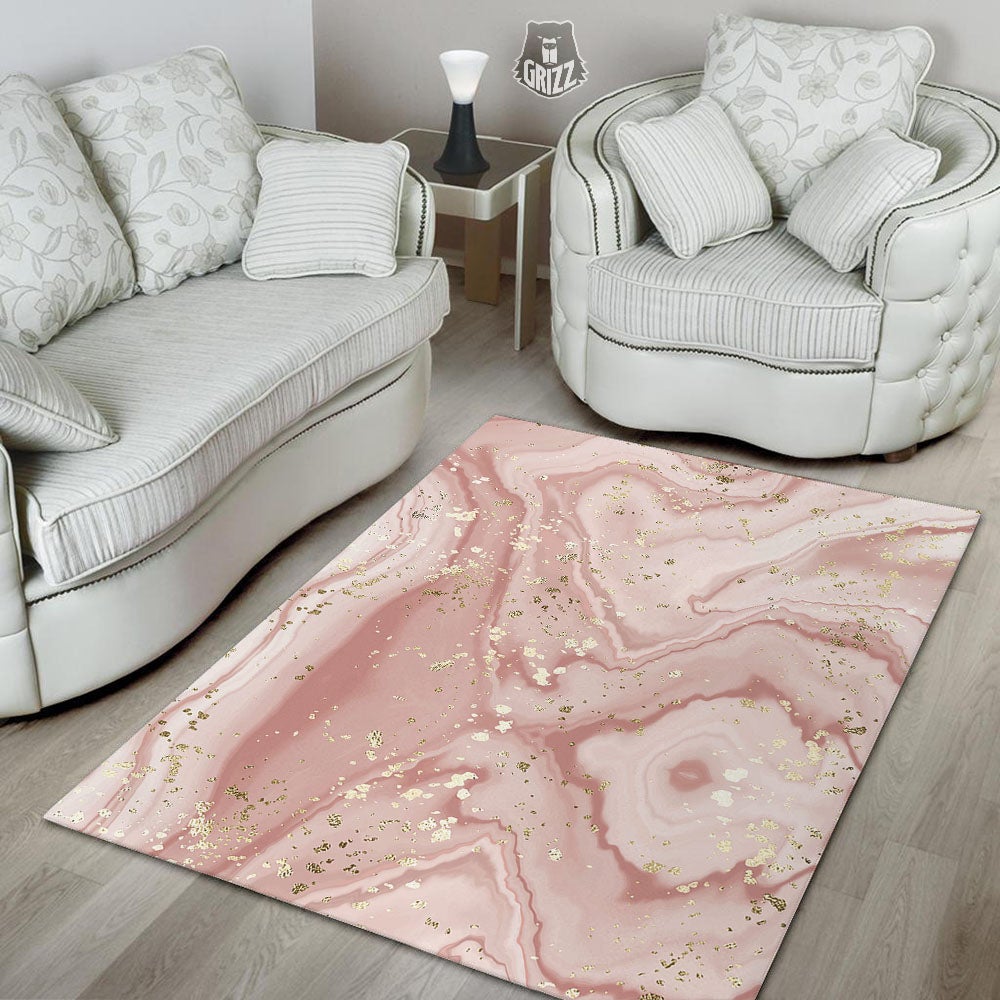 Marble Rose Pink Print Pattern Floor Mat-grizzshop