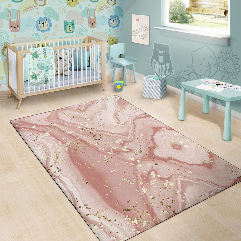 Marble Rose Pink Print Pattern Floor Mat-grizzshop