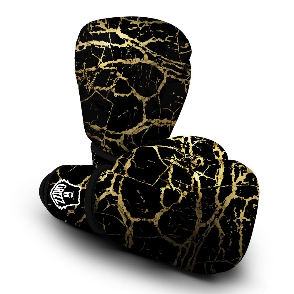 Marble Scratch Black Gold Print Marble Boxing Gloves-grizzshop