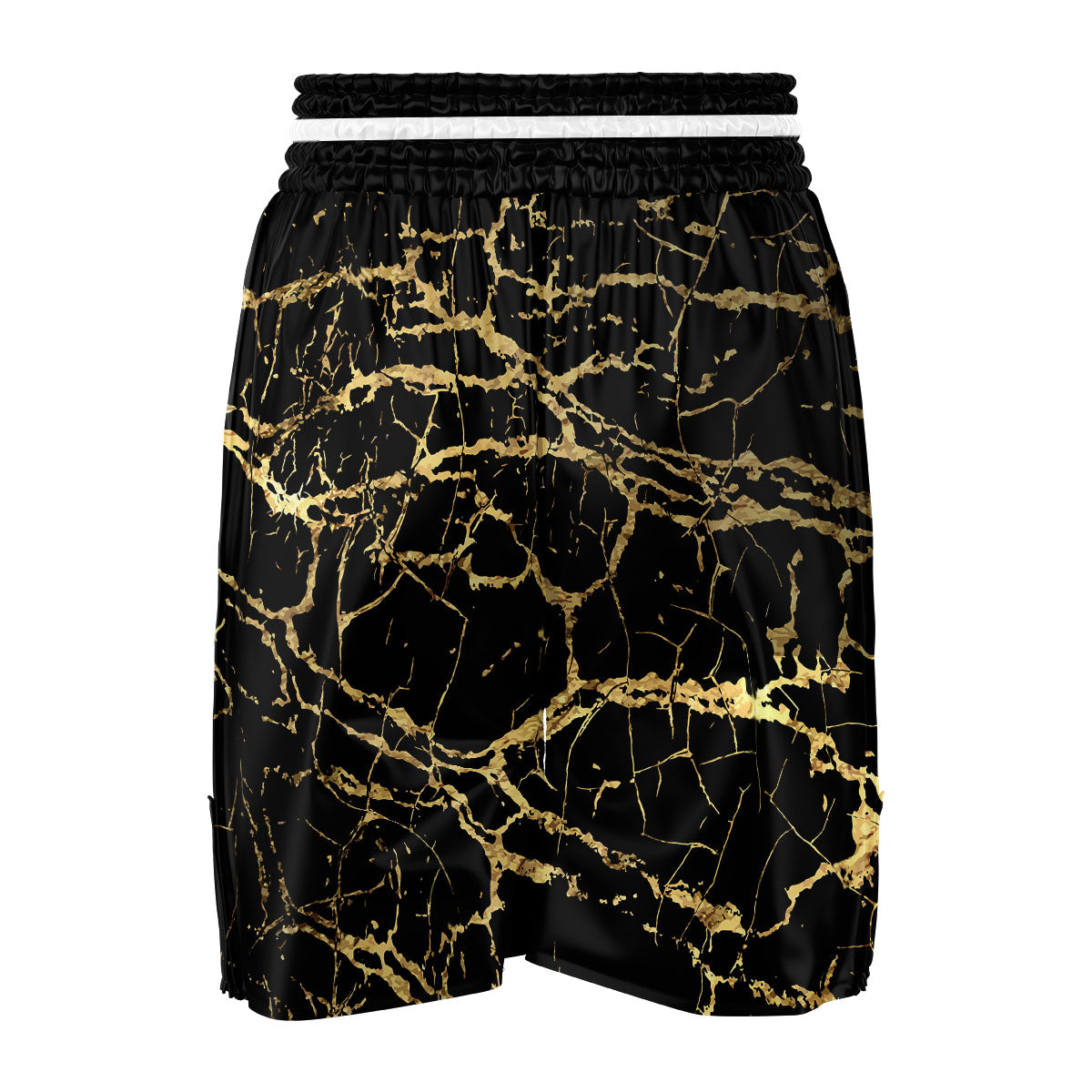 Marble Scratch Black Gold Print Marble Boxing Shorts-grizzshop