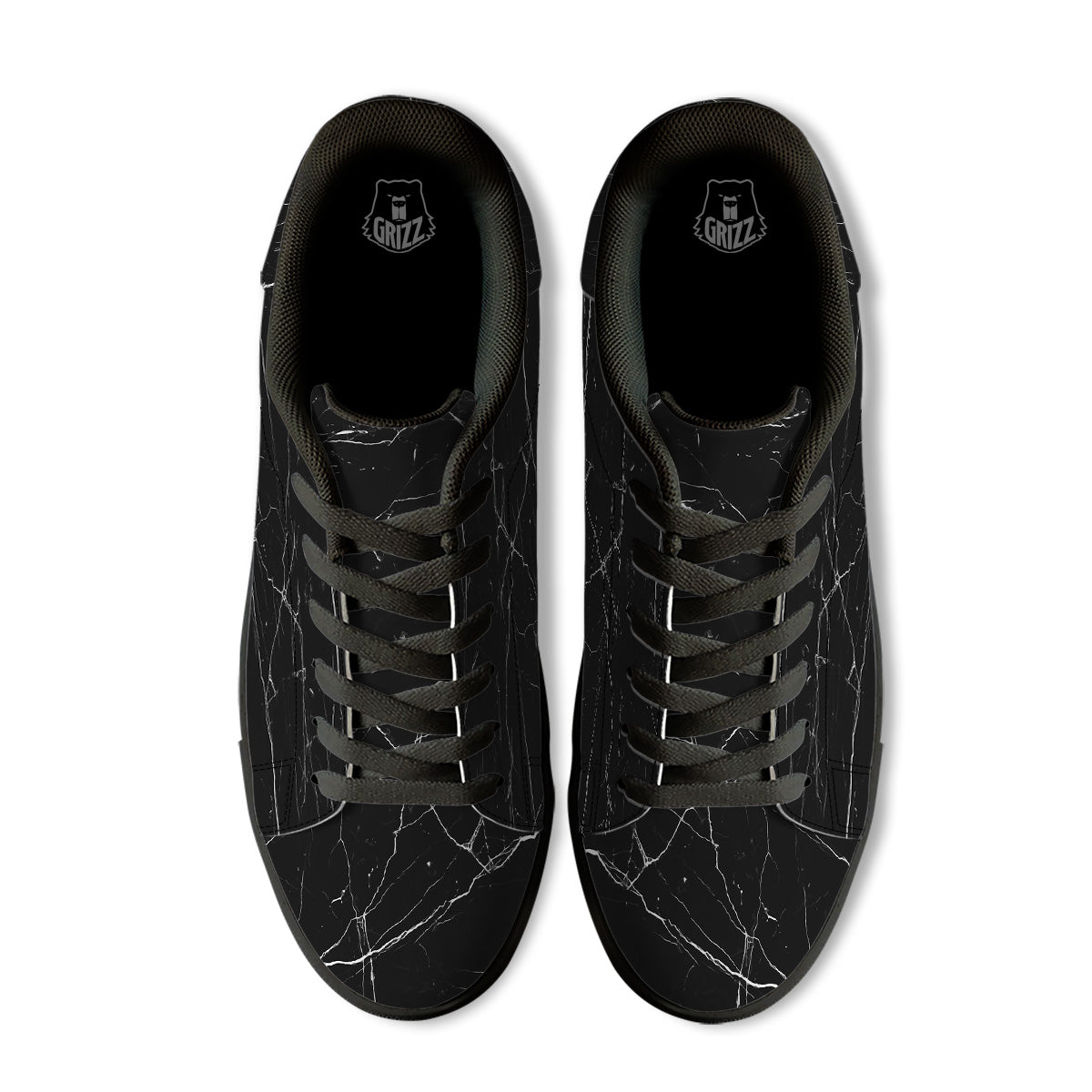 Marble Scratch Black White Print Black Low Top Sneakers-grizzshop