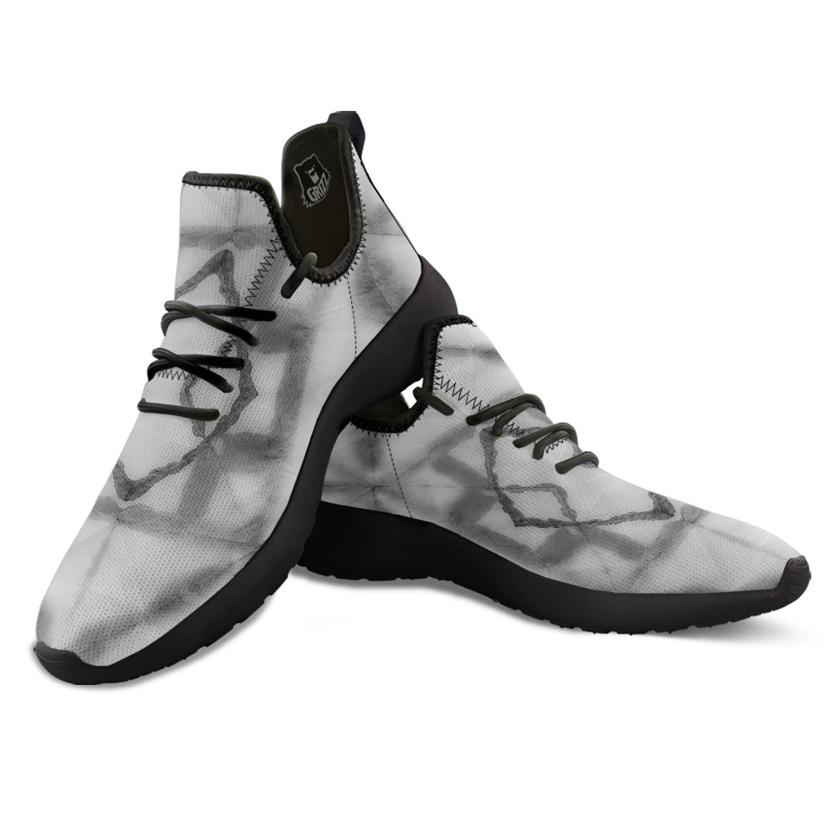 Marble Silver Grey Print Pattern Black Athletic Shoes-grizzshop