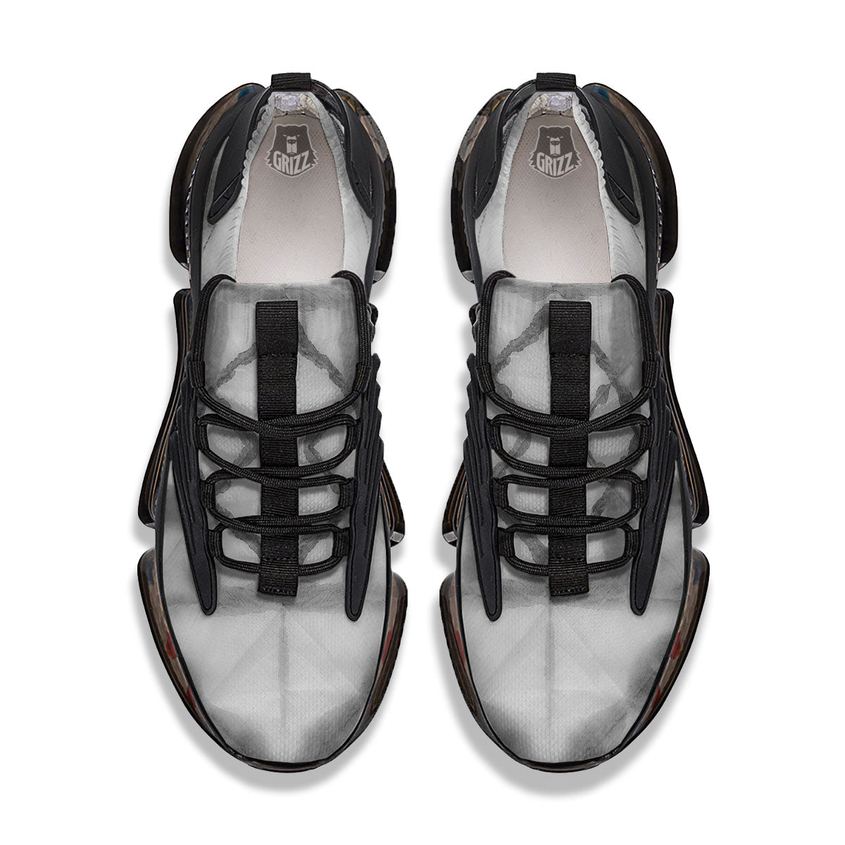 Marble Silver Grey Print Pattern Black Gym Shoes-grizzshop