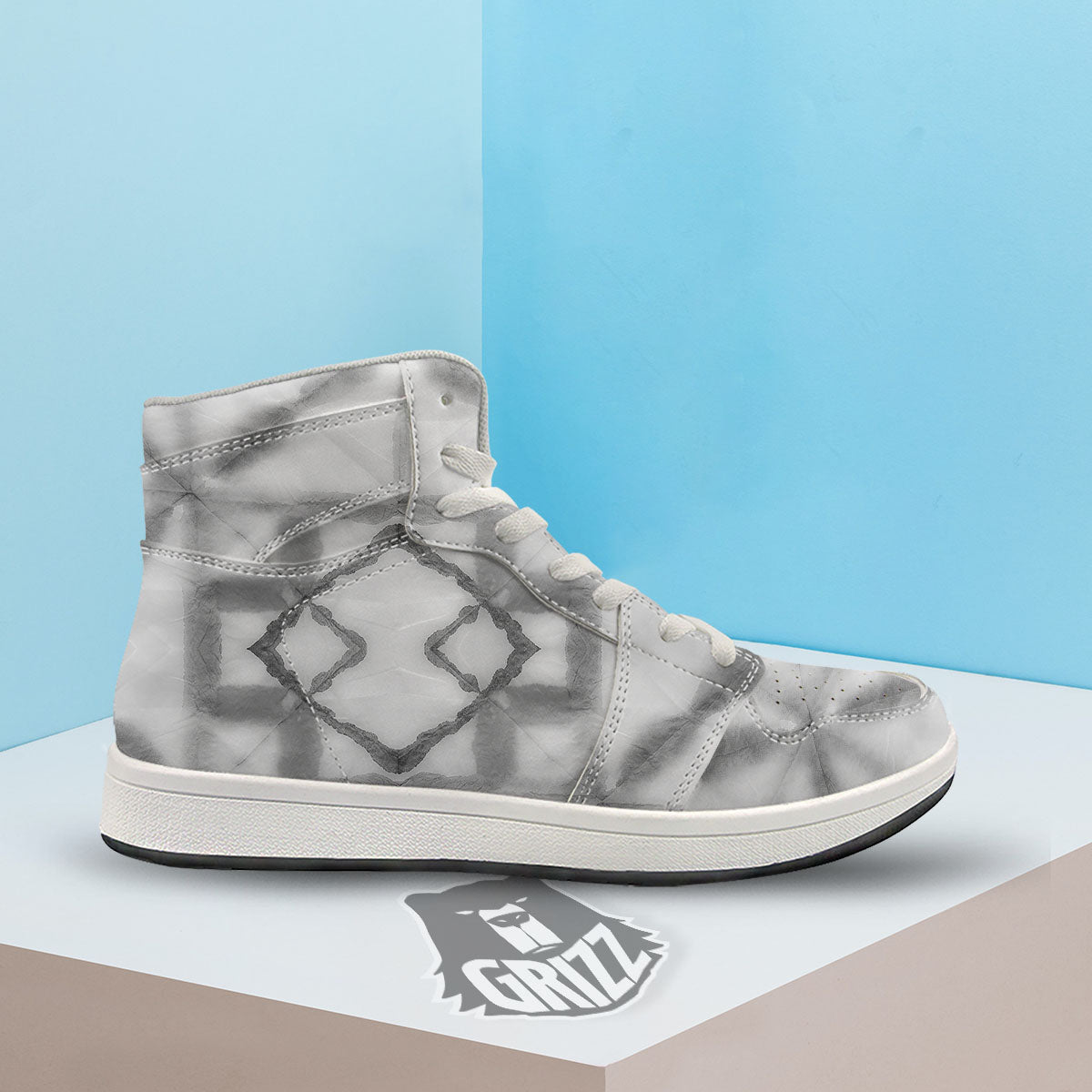 Marble Silver Grey Print Pattern High Top Sneakers-grizzshop